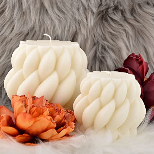 Soy Wax Ribbed Pillar Scented Candle For Home Decoration Birthday Valentine's Day Wedding Christmas (2 Pack = Knot Candles) #TOP6