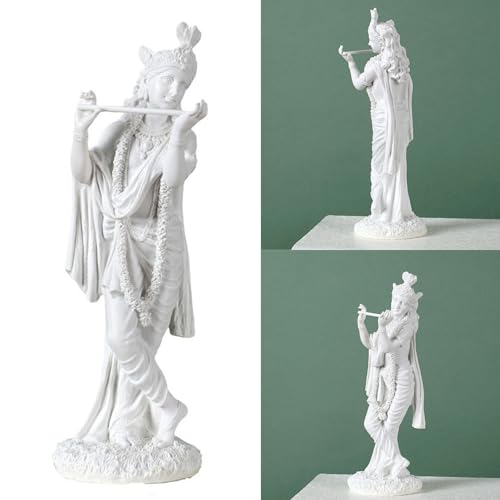 Sculpture Krishna marbre blanc 25cm | Statuette dieu hindou luxe - 3