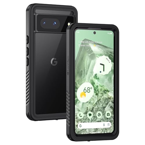 Lanhiem Pixel 8 Case, IP68 Waterproof Dustproof Shockproof Case [NOT for Pixel 8 Pro] with Built-in Screen Protector, Full Body Rugged Protective Cover for Google Pixel 8, Black/Clear