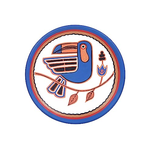 Image of Aakriti Art Creations Serene Songscapes Terracotta Wall Decor Plate, Pichhwai Art Wall Hanging Plate Set of 1, Blue Color | Glossy Finish Terracotta | Home Items for Living Room, Bedroom, Office
