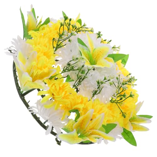 NUOBESTY Couronne Funéraire Artificielle Réaliste Couronne Commémorative Multicolore sans Entretien Matériau Plastique Solide Usage Funérailles Décorations Tombales