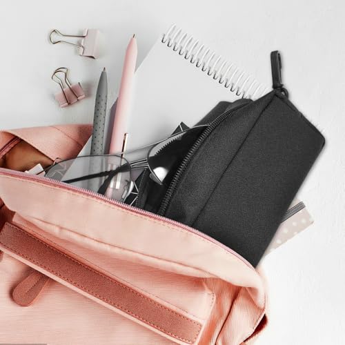 Image of Double Glasses Case, Black Soft Eyeglass Case with Carabiner Hook Travel Sunglasses Organizer Portable Glasses Pouch with Zipper for Women Men(Not Suitable for Oversized Glasses)