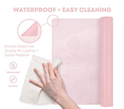 Ftc Leather Desk Pad And Blotter, Non-Slip Pu Suede Base, Stitched, Computer Gaming, Keyboard, Mouse Pad And Writing Protector For Office - Pink 31.5 X 15.75 Inches #TOP4