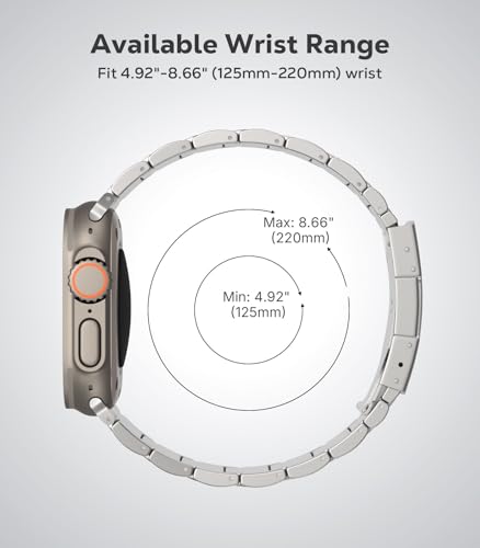 Image of MoKo Upgraded Titanium Watch Band, Compatible with Apple Watch Ultra 3 / Ultra 49mm, Replacement Strap for iWatch 46mm /45mm /44mm /42mm, Metal Band for Series 11 /10 /9 /8 /7 /6 /5 /4 /3 /2 /1 /SE3 /SE2 /SE