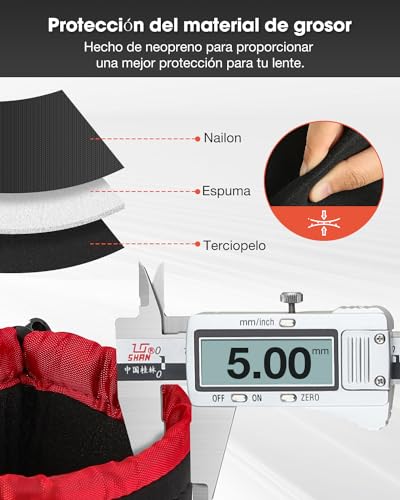 POLAM-FOTO Funda Objetivo, 4 Fundas Objetivos con Cierre para Protección el Objetivo, Funda para Objetivos Nikon, Canon, Tamron, Sigma, Olympus, Pentax, etc. - imagen 3