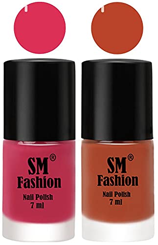 Image of Long Lasting Nail Polish | Nail Paint Combo 7 ml Each) - Set of 2 Dusty Pink-Light Coral