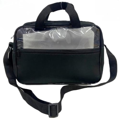 Bolsa Transparente para Enfermagem com Bordado – Ideal para Estágio e Faculdade, Alça de Ombro e Mão, Diversas Cores(Preta)