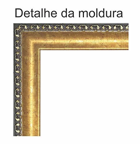 Espelho Dourado Clássico, 50x50cm para Sala, Hall, Lavabo, banheiro