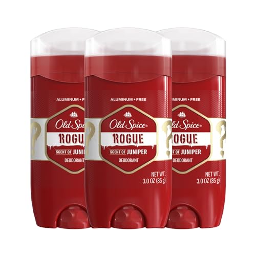 Old Spice Aluminum Free Deodorant for Men, 24/7 Odor Protection, 24/7 Freshness & Lasting Scent, Goes on Clear, Rogue with Juniper Scent, 3.0 oz (Pack of 3)
