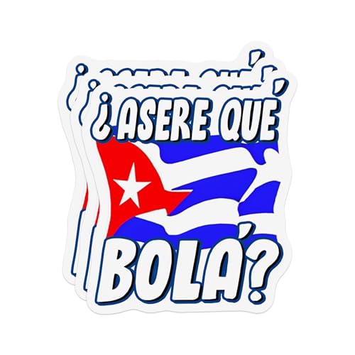 Image of Asere Que Bola Cuban Saying Cuba Flag Vinyl Stickers 3 Inches, Pack of 3