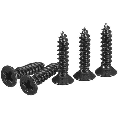 DTGN 100個 #4x1/2" フラットヘッド木ねじ 304ステンレス鋼十字頭自己攻釘 - 木工 家具に最適 - 黒