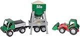 silo lkw entladung Halbweiche Räder Lena 01253 - Mini Compact Farm Set, Spielset mit Traktor mit Schaufel, LKW mit Hänger und Silo für Kinder ab 3 Jahre, robustes Spielzeug für Sandkasten, Strand und Kinderzimmer