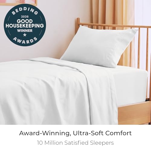 Image of Mellanni Twin Sheets Set - 3 PC Iconic Collection Bedding - Hotel Luxury, Extra Soft, Cooling Bed Sheets - Wrinkle, Fade, Stain Resistant (Twin, White)