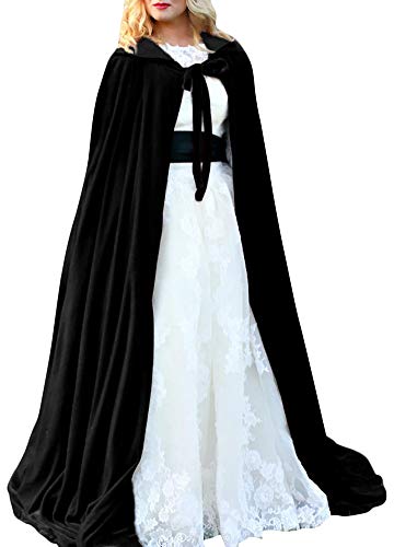 Romacci Capa de Halloween Con Capucha Terciopelo Brujas Princesa Muerte Cabo Largo Traje de Niños Adultos Cosplay Outwear