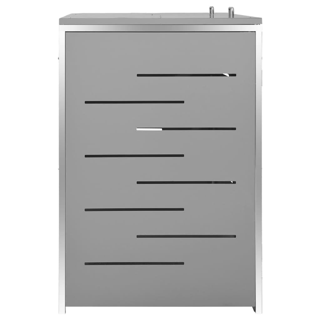 Doppel-Mülltonnenbox Mülltonnenbox Outdoor Lagerung Versteck Einfaches Öffnen und Schließen Schuppen Grau 138 x 77,5 x 112,5 cm Edelstahl