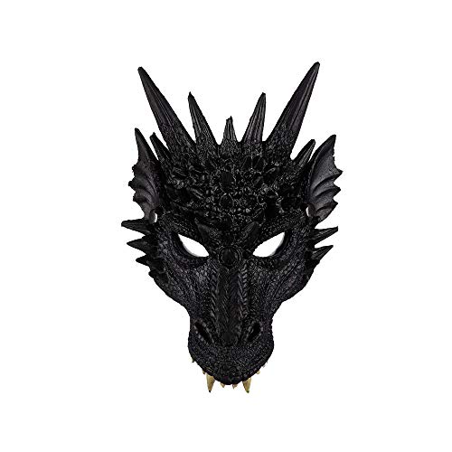 BaronHong Halloween Mardi Gras Costume Cosplay Demon Dragon Wings for Adult(Mask-black M)