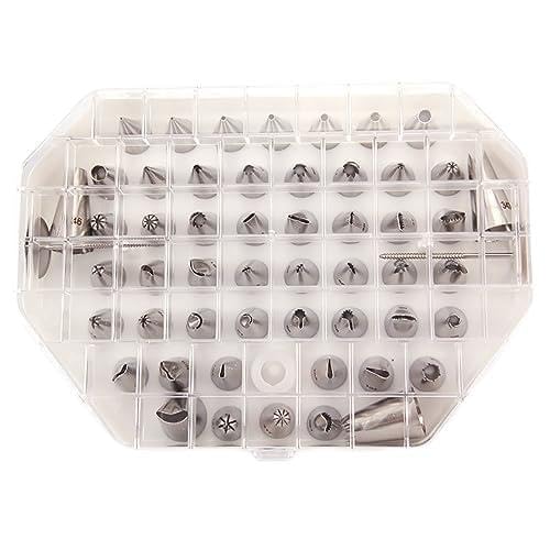 Juego De 55 Boquillas De Acero Inoxidable Para Glaseado Con Boquillas Decorativas, Clavos De Flores Y Acoplador Para Decoración Profesional De Pasteles, Cupcakes Y Repostería.