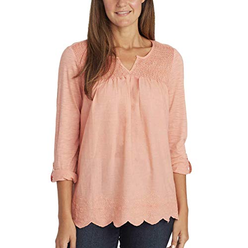 Gloria Vanderbilt Summer Tops For Women/Daphne Ladies' Woven Blouses With Roll Tab Sleeves (Pink/Coral Dahlia, Small) #TOP10