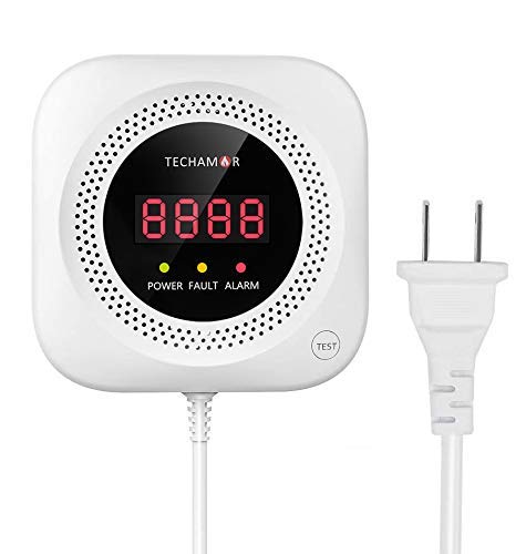 Techamor Y301 Methane Propane LPG,LNG, Natural Gas Leak Sniffer, Detector, Alarm, Tester with Voice Warning and Digital Display (1 Pack)