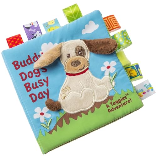 Image of Taggies Touch & Feel Soft Cloth Book with Crinkle Paper and Squeaker, Buddy Dog