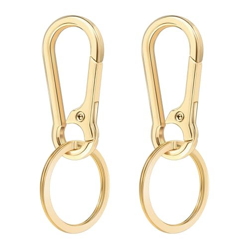 2 Pcs Metal Keyring Chain Ring Holder Keys Organizer for Home Car Keys Key Finder Car Keychain (Gold)
