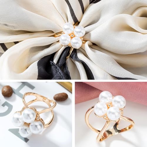 Image of 2 Pcs Scarf Ring Clips for Women Metal Shirt Tightener Cinch Buckle for Silk Scarf Shawl Blouse Sweater T Shirt Clothing Accessories