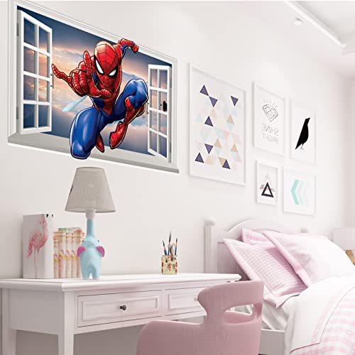 Spaiderman Wall Decal Realistic 3D Superhero Wall Sticker, Children's Vinyl Mural For Kids Bedroom Living Room Playroom Nursery Wall Decoration (15.7 X 23.6 In） #TOP4