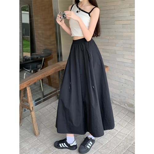 Women's high Waisted Elastic Waistband A-line Skirt, midi Casual Skirt, Long Skirt4