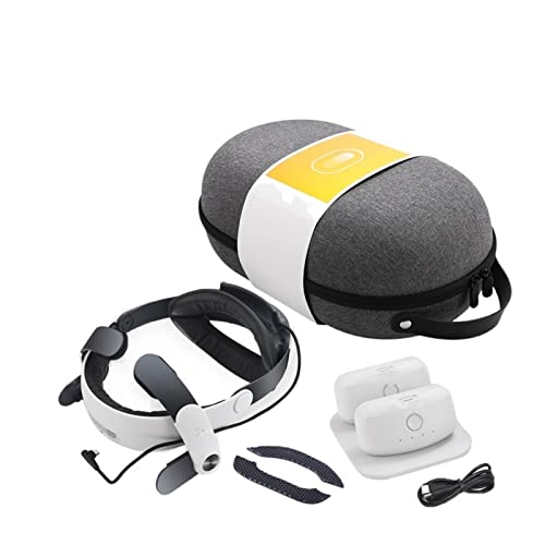 KSHAAR M2 Pro Battery Pack Strap Power Bank Compatible with Quest 2 with Honeycomb Head Cushion C2 Carrying Case VR Accessories (Color : M2 Plus 2battery C2)