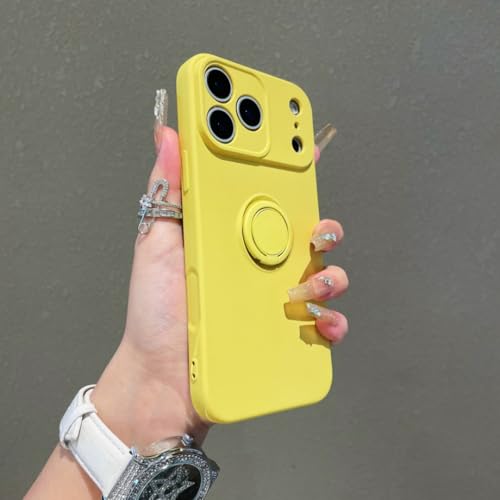 Coque silicone iPhone 11 jaune avec support magnétique intégré souple