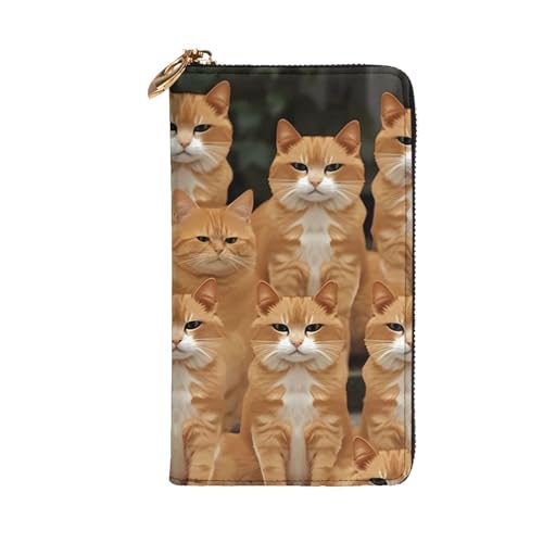 Orange Cats Wallet for Men Women Long Purse Leather Clutch Large Business Handbag Travel Phone Holder Credit Card Holder Money Case with Zipper Leather Wallets Gift2