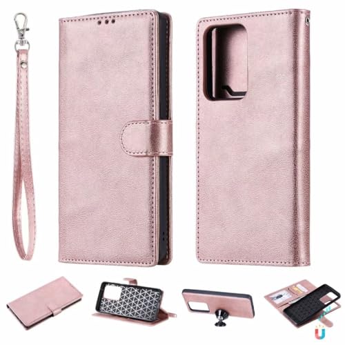 Coque Samsung S22 étui portefeuille cuir avec silicone rose gold