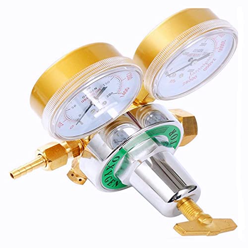 Oxygen Regulator Welding Gas Gauges Full Brass Heavy Duty Large Tank Cutting Torch Kit Outlet 0-200PSI Inlet 0-4000PSI CGA 540 (Oxygen Regulator)