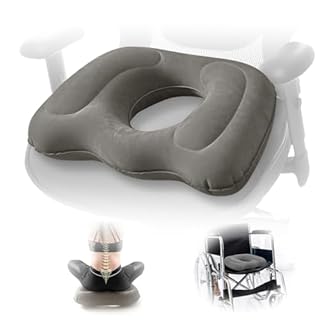 Inflatable Donut Seat Cushion for Tailbone Pain Relief – Coccyx Pillow for Office Chair, Car, Wheelchair & Post Surgery Comfort – Ergonomic Orthopedic Support Pillow for Home & Travel