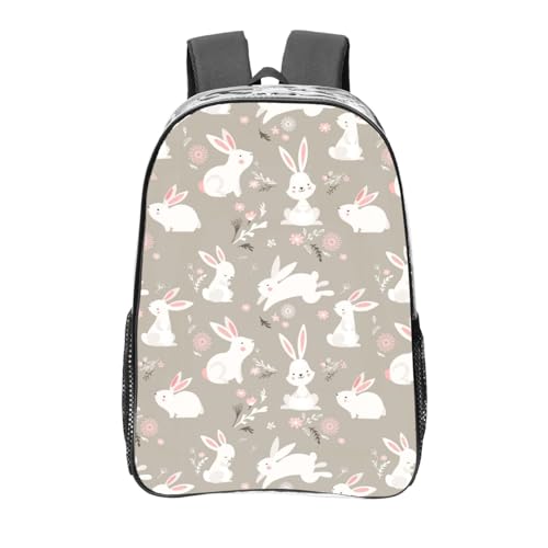 Sac à dos scolaire transparent et léger avec motif lapin de Pâques