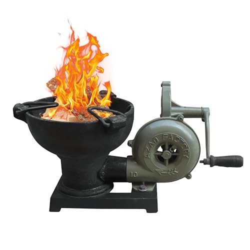 Simond Store Blacksmiths Forge with Hand Blower for Knife Making Blacksmithing Forging Tools Equipment - Vintage Style Coal Forge Furnace with Pedal Type Handle