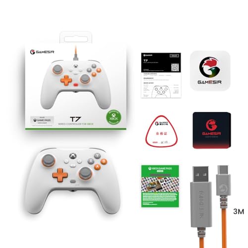GameSir T7 Wired Controller for Xbox Series X|S, Xbox One & Windows 10/11, Plug and Play Gaming Gamepad with Hall Effect Joysticks/Hall Trigger, 3.5 mm Audio Jack - White - Thumbnail 7