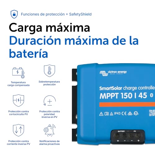 Miniatura 8 de Victron Energy Smartsolar Mppt 150v 45 Amperios 12 24 36 48-Voltios Controlador De Carga Solar Bluetooth
