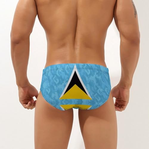 Camouflage Saint Lucia Flag Men's Swimsuit Bikini Briefs Swim Underwear Stretchy Swimwear3