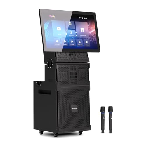 Karaoke Machine for Adults with Lyrics Display, Portable Built-in 22 Inches Tablet with 2 Wireless...