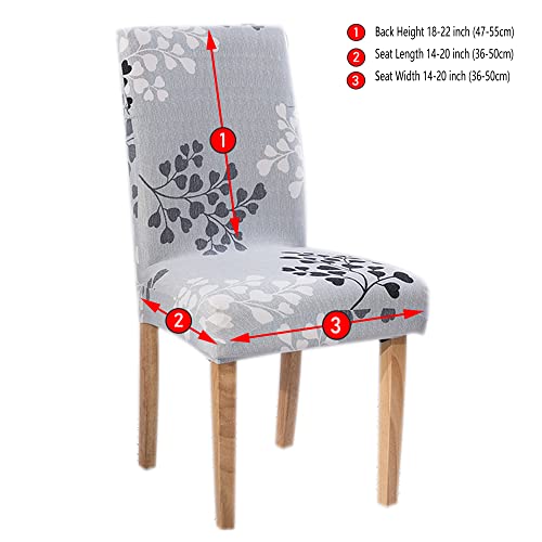 Mengsite Dining Room Chair Covers Chair Slipcovers Elastic Stretch Fabric Armless Removable Washable Chair Protector (Set Of 4, Gray, Leaf) #TOP5