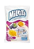 Milkita Creamy Shake Candy Bag, Gluten Free Chewy Candies with Calcium & Real Milk, Zero Trans Fat, Low-Sugar, Juicy Flavors (Mango, Orange, Grapes)