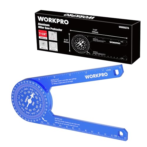 WORKPRO Aluminum Miter Saw Protractor, 7.3 Inch Angle Finder Featuring