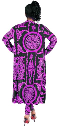 Image of Max2co Women 2 Piece Outfits Floral Long Sleeves Open Front Cardigan Cover up with Leggings High Waist Long Pants Set