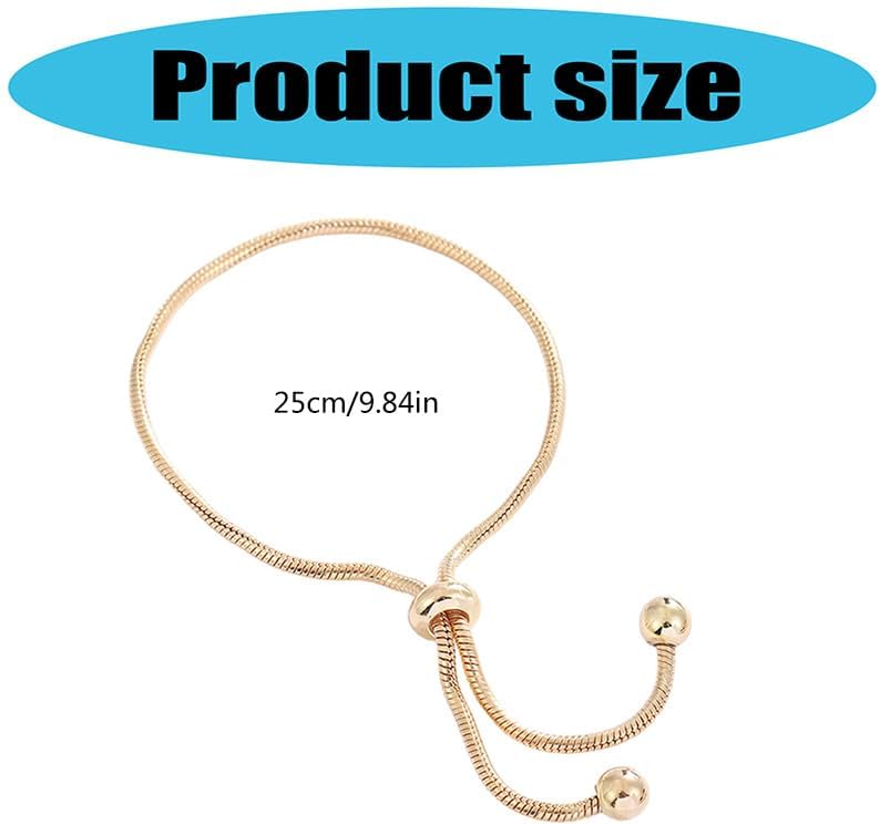 Adjustable Snake Chain Bracelet with Smooth Beads Flexible Sliding Closure Full of Durability Copper Jewelry for Women Comfort Fit Snake Bone Chain Jewelry