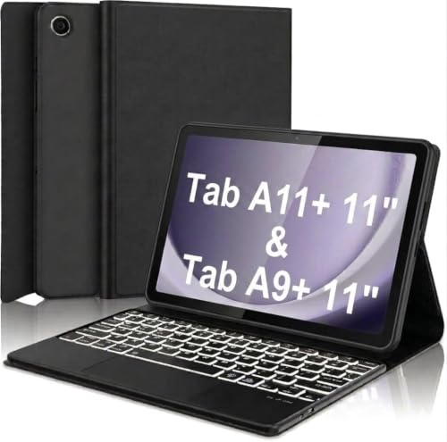 Image of RTSY Keyboard case for Samsung Galaxy Tab A11 Plus (11 inch) & A9+ (11-Inch) with 7-Color Backlit & Touchpad, Multi Angle,Wireless Magnetically Detachable (Black)