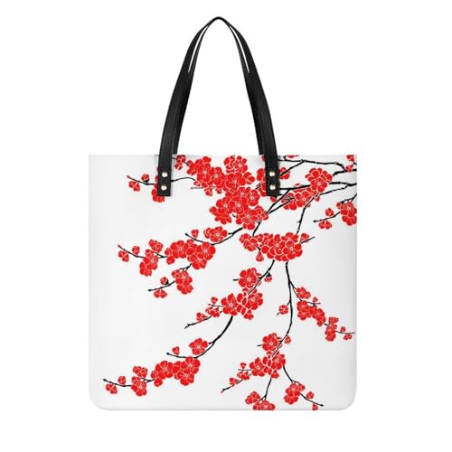 Tote bag de voyage fleur rouge, grand sac à main pour femmes actif et spacieux