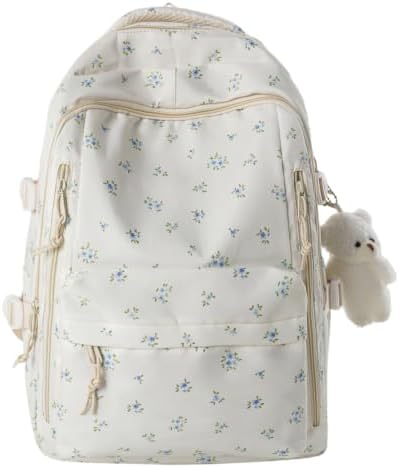 CLBDRESS Nylon School Backpack Large Laptop Bag with Pendant for Girls