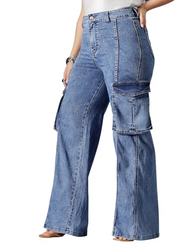 Image of Miss Chase A+ Women's Wide Leg High Rise Regular Length Stretchable Denim Jeans