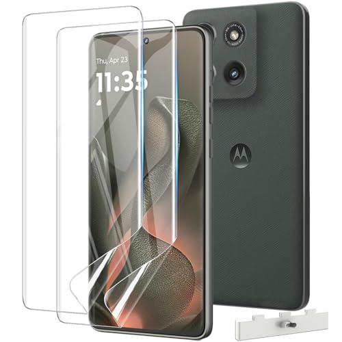 Natbok 2 Pack Screen Protector for Motorola Edge 2025 Soft Flexible TPU Film Screen Protector for Moto Edge 2025 Full Coverage HD Clear Support Fingerprint Unlock with Easy Installation Alignment Tool
